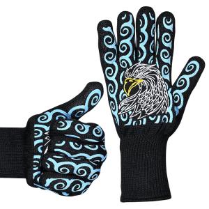 China Silicone Print Heat Resistant Hand Gloves / Barbecue Grilling Glove Lightweight wholesale