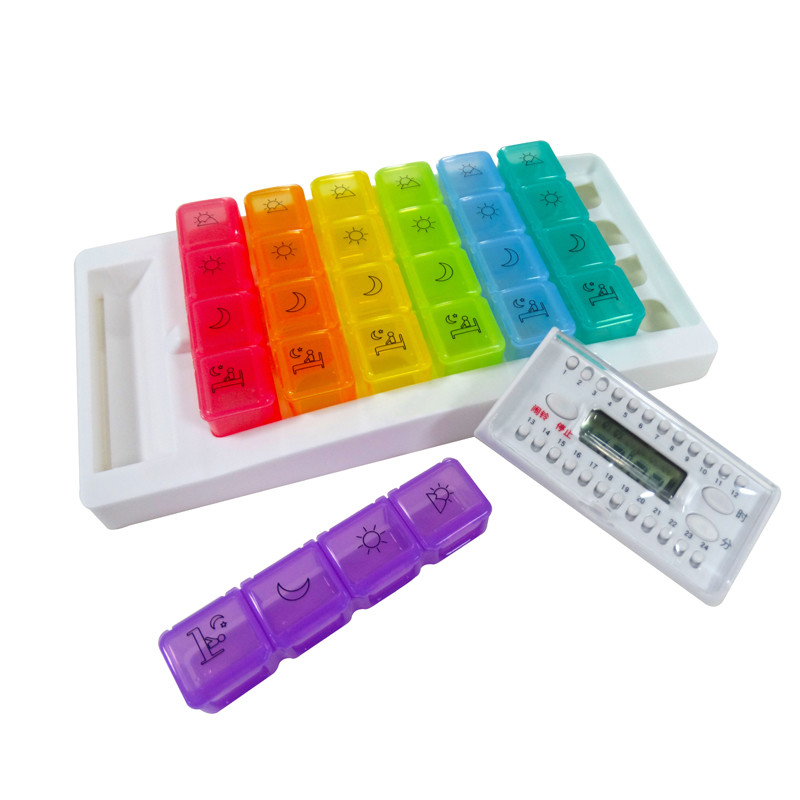 Colorful Weekly Pill Box Organizer Detachable Pill Cases 4 Large Compartmemts In A Tray