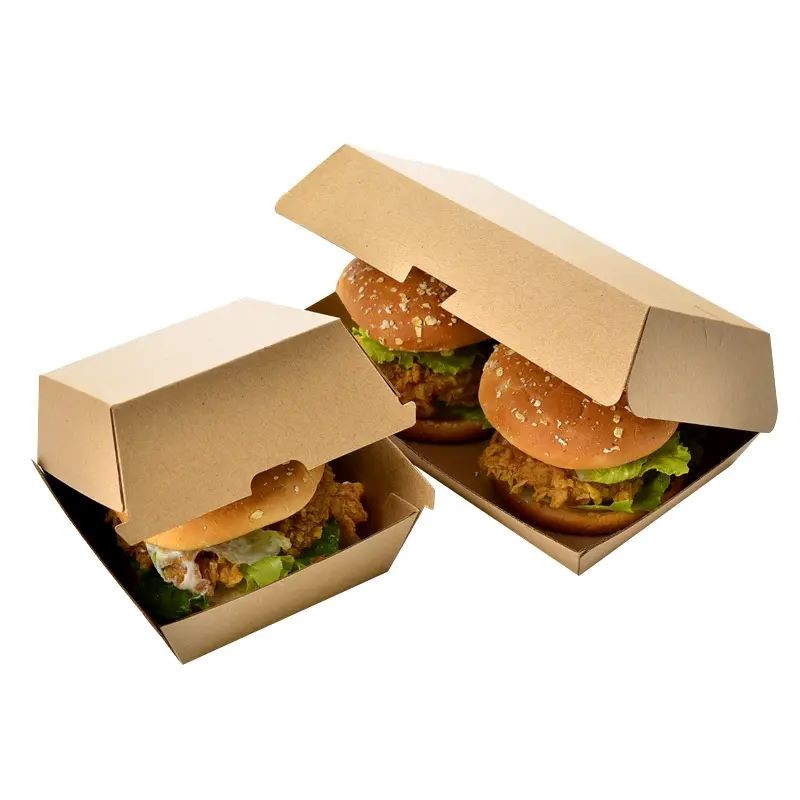 Custom Printed Foldable Cardboard Hamburger Box Oil Resistant