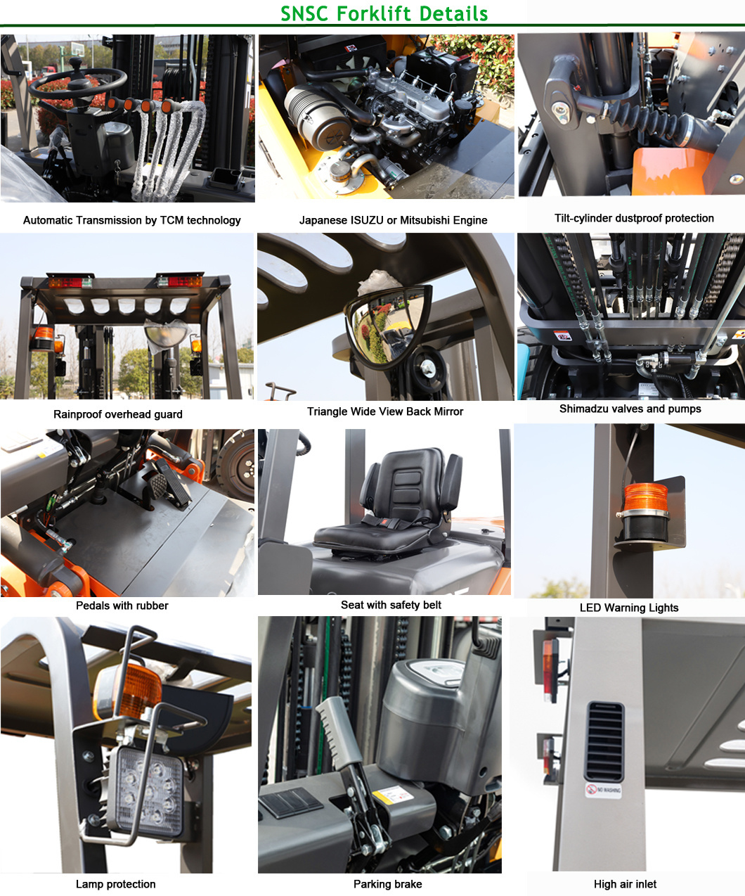 Chinese Snsc Brand 1.5/2/3/3.5/4/5/7/10 Ton Diesel/LPG/Gas/Gasoline Forklift with CE EPA