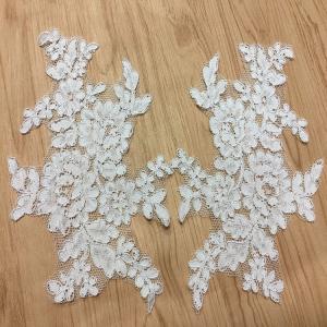 China Jacquard Cord Eyelash Lace Applique for Wedding Bridal Dress wholesale