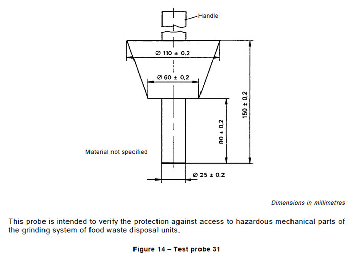 150mm Length Food Waste IEC 61032 Test Probe 31