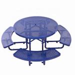 China Mild Steel Metal Outdoor Table Benches With Flanged Surface Mounted Type OEM for sale