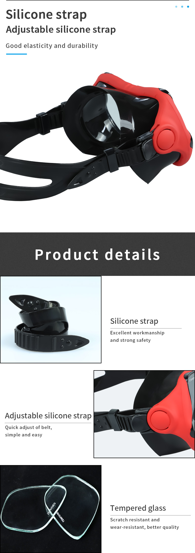 Wide View Bifocal Scuba Diving Mask Tempered Glass Lens OEM