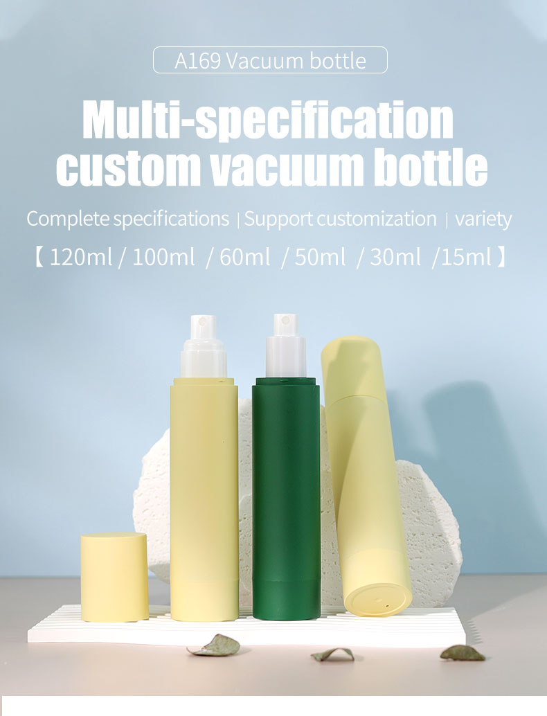 AS Material PCR Soft Hand Lacquer Airless Bottle 120ml Cosmetic Cylinder Vacuum Green Matte Pump Bottle Toner Lotion Bottle