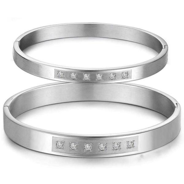 Tagor Jewellery Super Quality 316L Stainless Steel Couple Bracelet Bangle