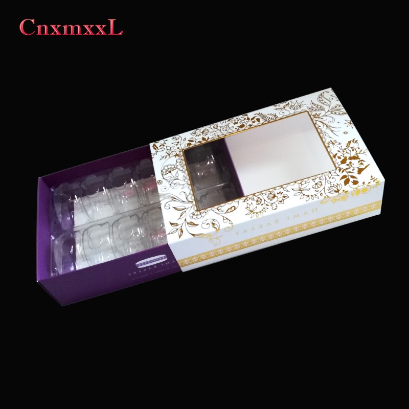 Matt Lamination Disposable Macaron Box Sleeve Packaging With Plastic Insert