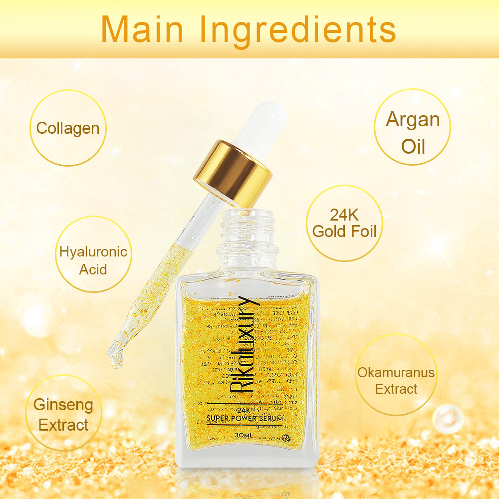 Wholesale Firm Skin Essence Anti Wrinkle Anti Aging Whitening 24K Gold Face Serum Essential Oil 30ml