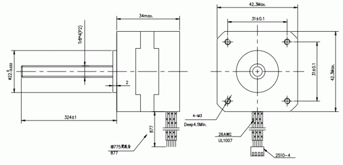 1.33A 2.8v 2.6kg.Cm  Nema 17 Stepper Motor  Linear Actuator With Screw Lead 1