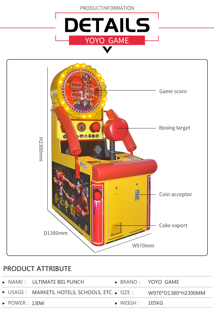 Coin Operated Dragon World Championship Boxing Punch Arcade Game Machine