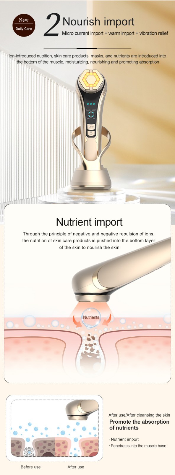 4 In 1 Rechargeable Multifunction Beauty Device Microcurrent RF Radio Frequency Facial Machine