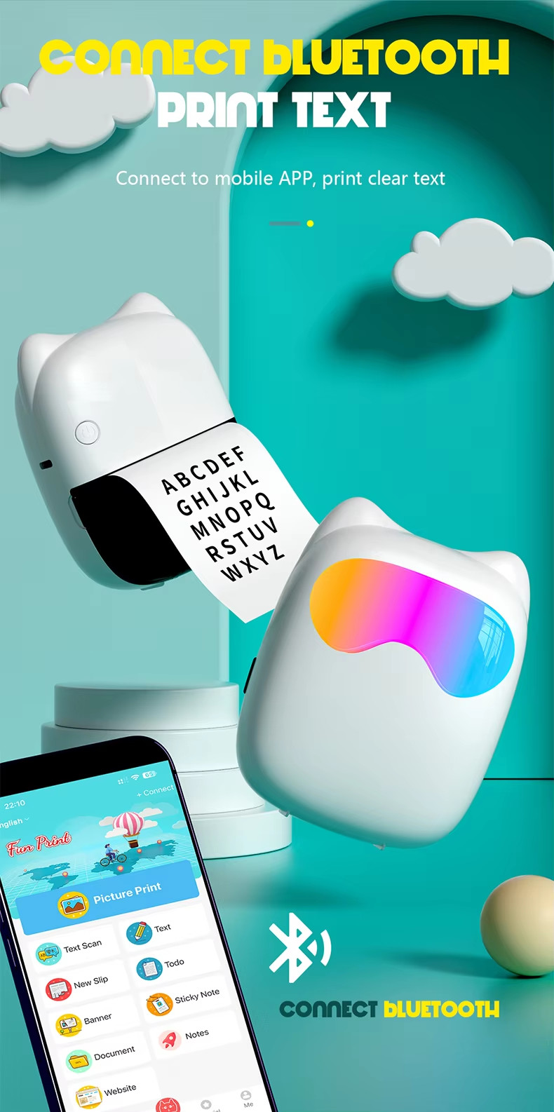 Night Light Pocket Thermal Sticker Mini Inkless Printer Machine