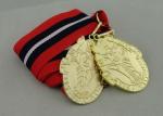 Red White Black Long Ribbon Medals Iron Die Stamping Gold Plating 2.0mm