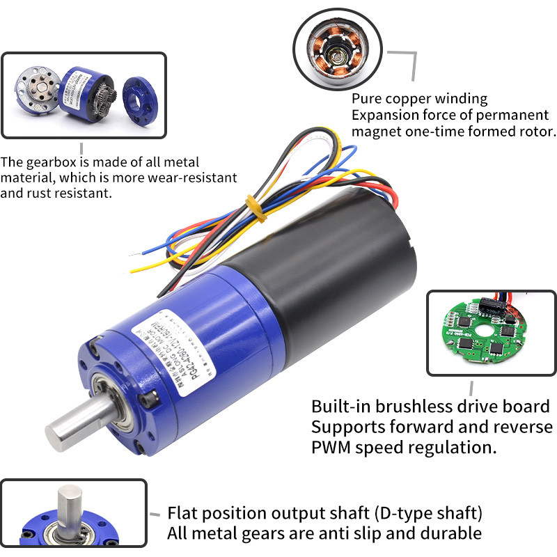90rpm High Torque Brushless Planetary Gear Motor 12V 24V Low Nosie
