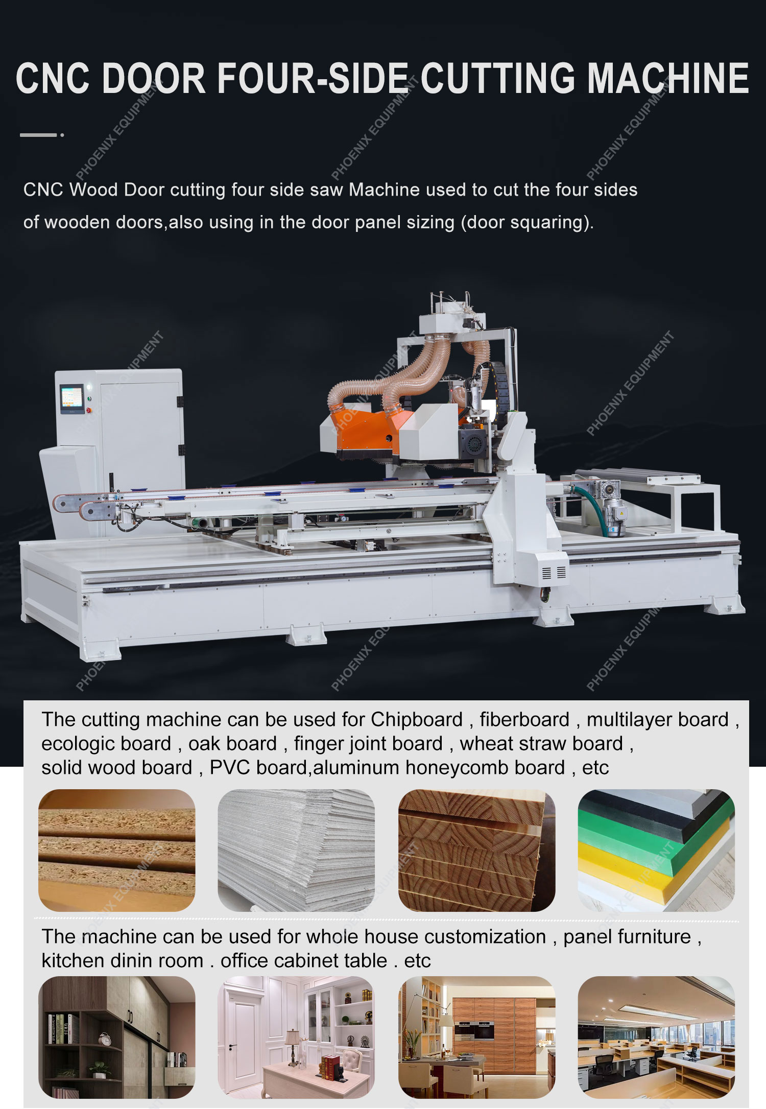Square Sizing Cutting Wooden Door Four Side Edge Saw Machine for Furniture Factories