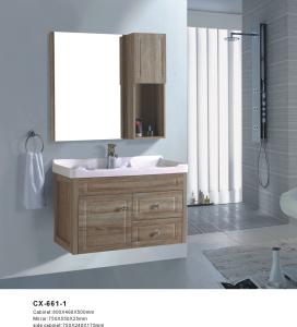 China Wood Grain Color PVC Bathroom Vanity Wall Mounted Installation 800*460*500mm wholesale