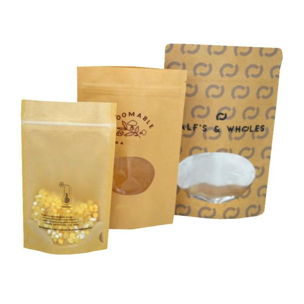 Kraft Paper Weed Packaging Resealable Zipper Bag With Different Shape Window