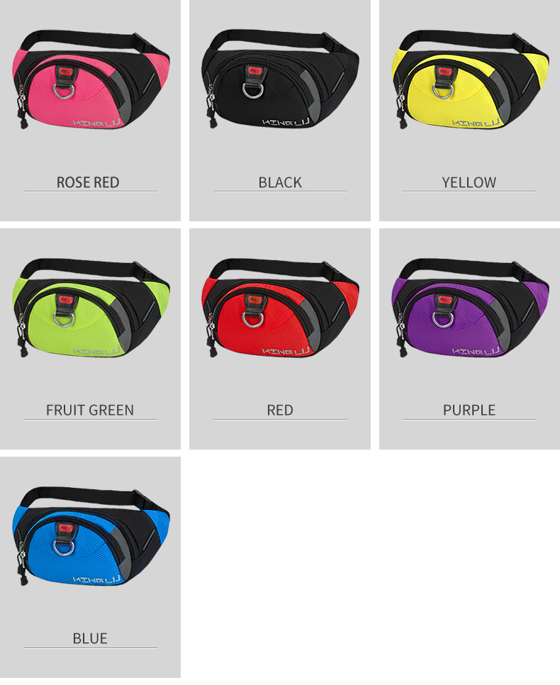 Red Yellow Women Designer Waterproof Waist Bag Solid Color Multi Storey