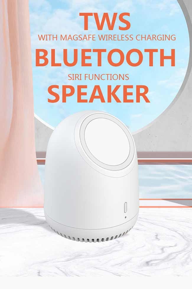 White Wireless Charger Speaker ABS Silicon Gel Playing Time 4-12 Hours