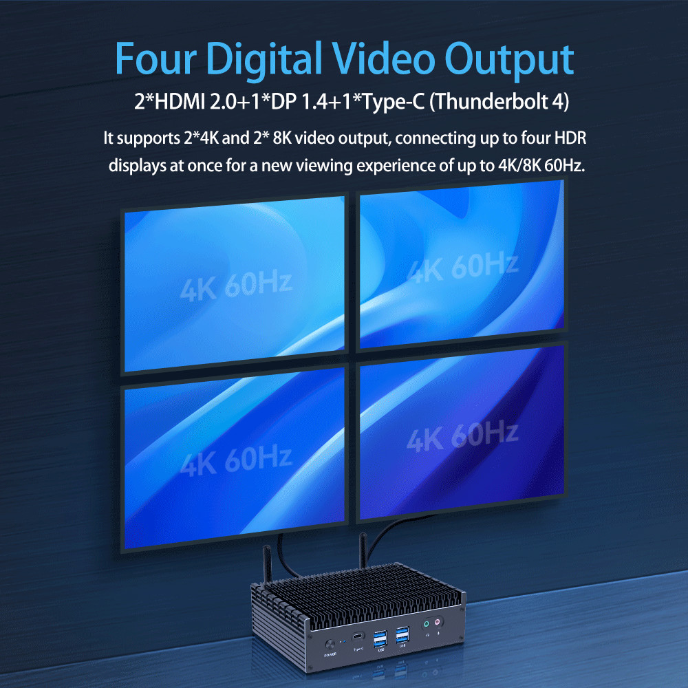 Dual Ethernet DDR4 Fanless Intel Mini PC I5 I7 I9 12th Generation