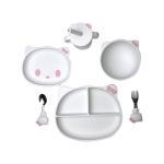 6pcs Silicone Baby Feeding Set Kitten Shape BPA Free Suction Bowls And Plates