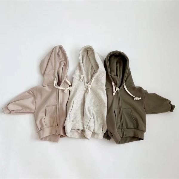 Custom Logo Autumn Winter Boys Girls Zip Up Hoodies Kids Cotton Sweatshirt Blank