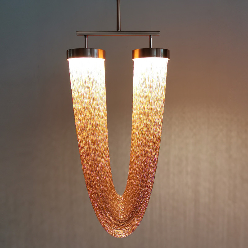 Modern Aluminum Chain Tassel Chandelier Home Kitchen Island rose gold Chandelier(WH-MI-416)