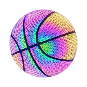 China Luminous Basketball Ball Holographic Reflective Lighted Flash Ball Glowing Basketball wholesale