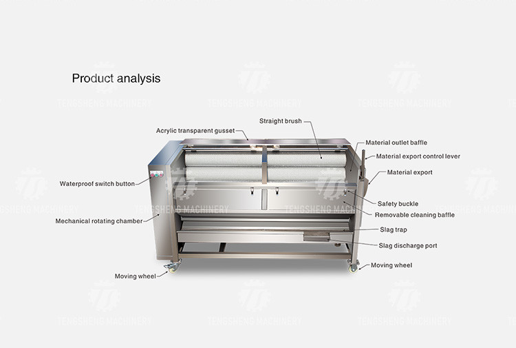 1500KG/H Sweet potato hair roller cleaning machine carrot automatic peeling cleaning potato peeling machine