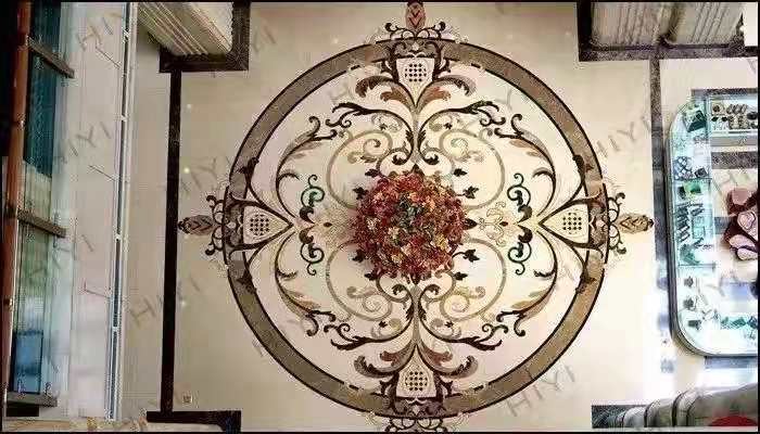 Villa Entrance Green Jade Onyx Flower Waterjet Marble Tiles
