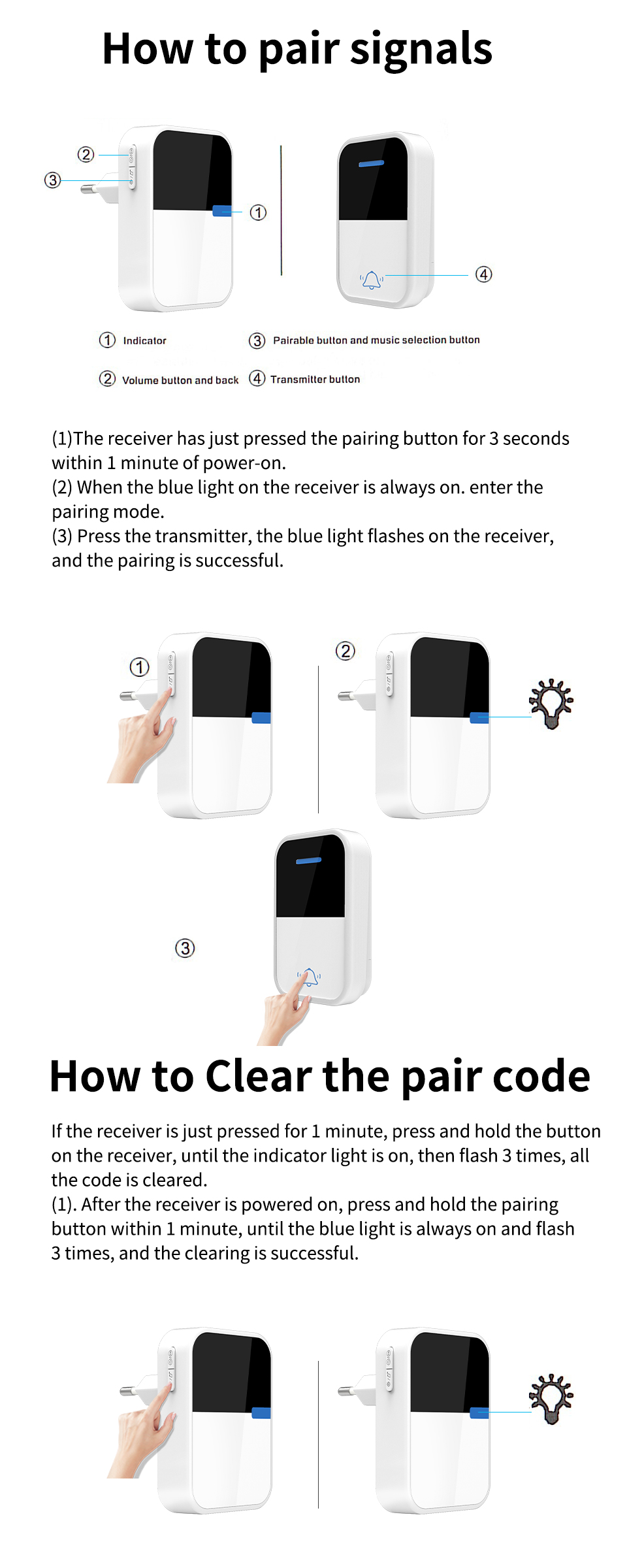 Waterproof Outdoor Wireless Doorbell Modern Kinetic Jingle Bell