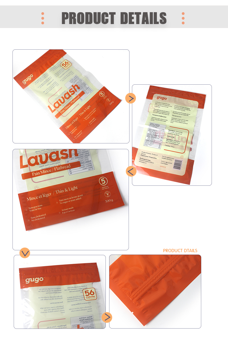 Tortillas VMPET Wraps Recycled Bakery Packaging Printed 500g Sandwich Packaging Bag