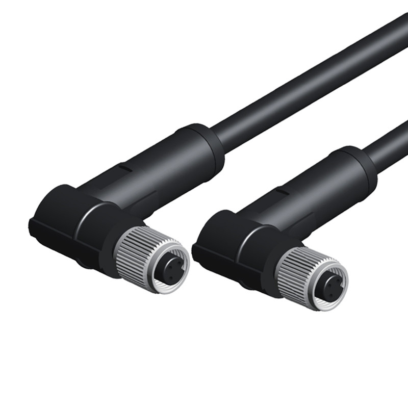 M5 Waterproof 3 Pin Male Female Connector Left / Right Angle Molding Cable Assembly