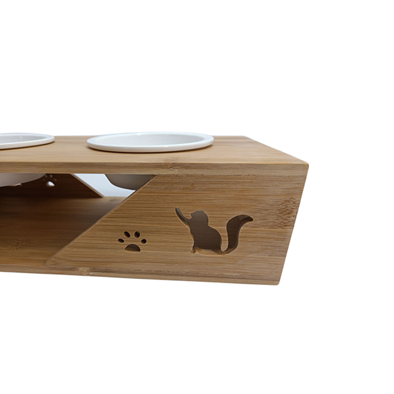 Single Tier Natural Bamboo Feeder for Protecting Animal's Cervical Spine Direct Sale