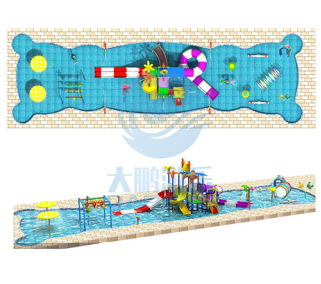 Water Park Play Equipment Set With Aqua Fiberglass Water Slide For Kids