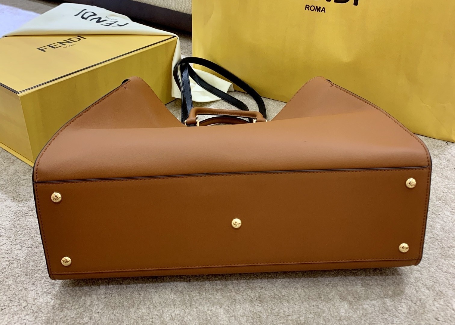 Peekaboo Brown 40cm Tote Shopper Bag Geninue Leather High Capicity