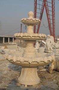 China 3 Tier Flower Carved Stone Marble Water Standing Fountain wholesale