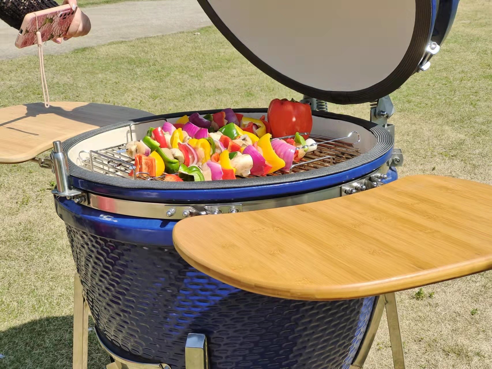 Small SES Orange Charcoal BBQ Ceramic Kamado Grill