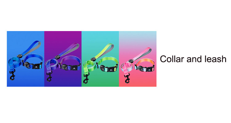 Gradient Pet Collars Leashes Set 150Cm Chain Length Seat Belt Buckle Dog Collar