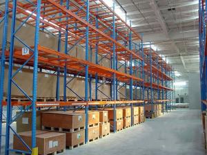 China Q235B Steel Heavy Duty Shelf Racks Standard Warehouse Equipment Blue / Orange Color wholesale