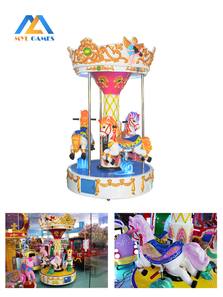 Kids Carousel Horse Machine 3 Players Amusement Part Kiddie Rides for Sale