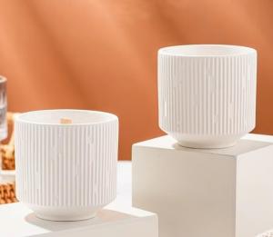 China Custom Logo Decorative Nordic Small Custom Wholesale Empty Ceramic Candle Container Luxury Candle Jar Vessels wholesale