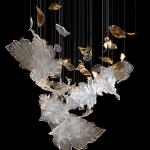 Customized Modern Artistic Leaf Pendant Light Large Glass Leaves Metal