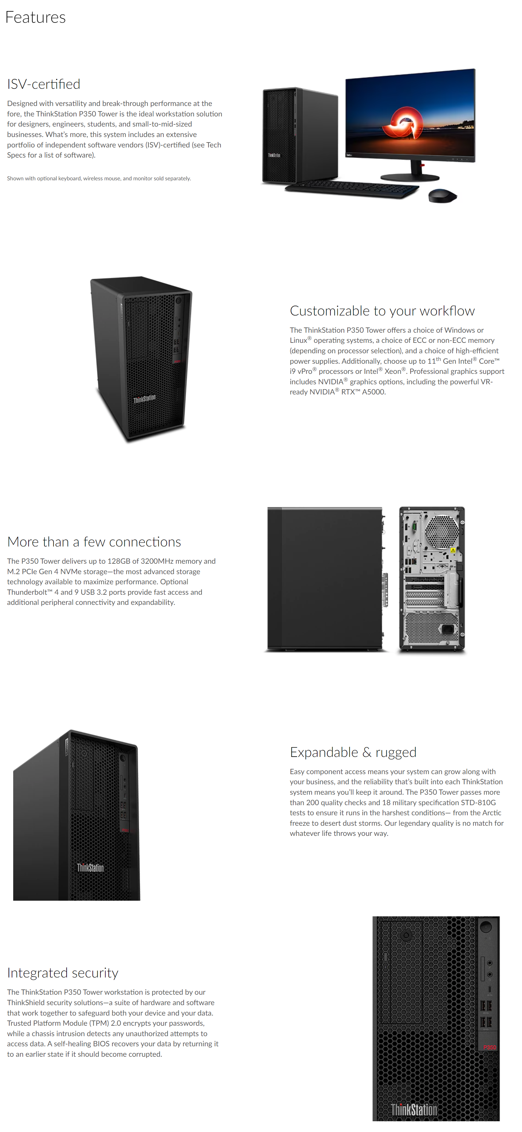 Lenovo Thinkstation P350 Tower Workstation i7-11700 Processor 16G Memory Tower Design