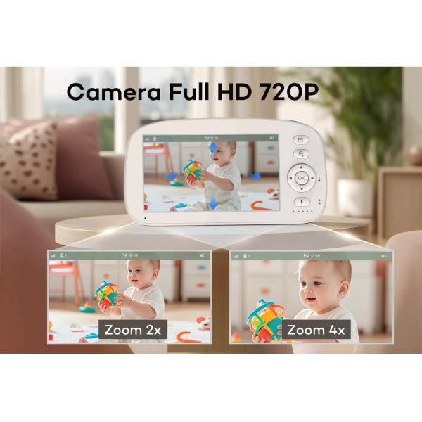 HD Baby Monitor with 360° Camera 5 Inch Screen 1000ft Range