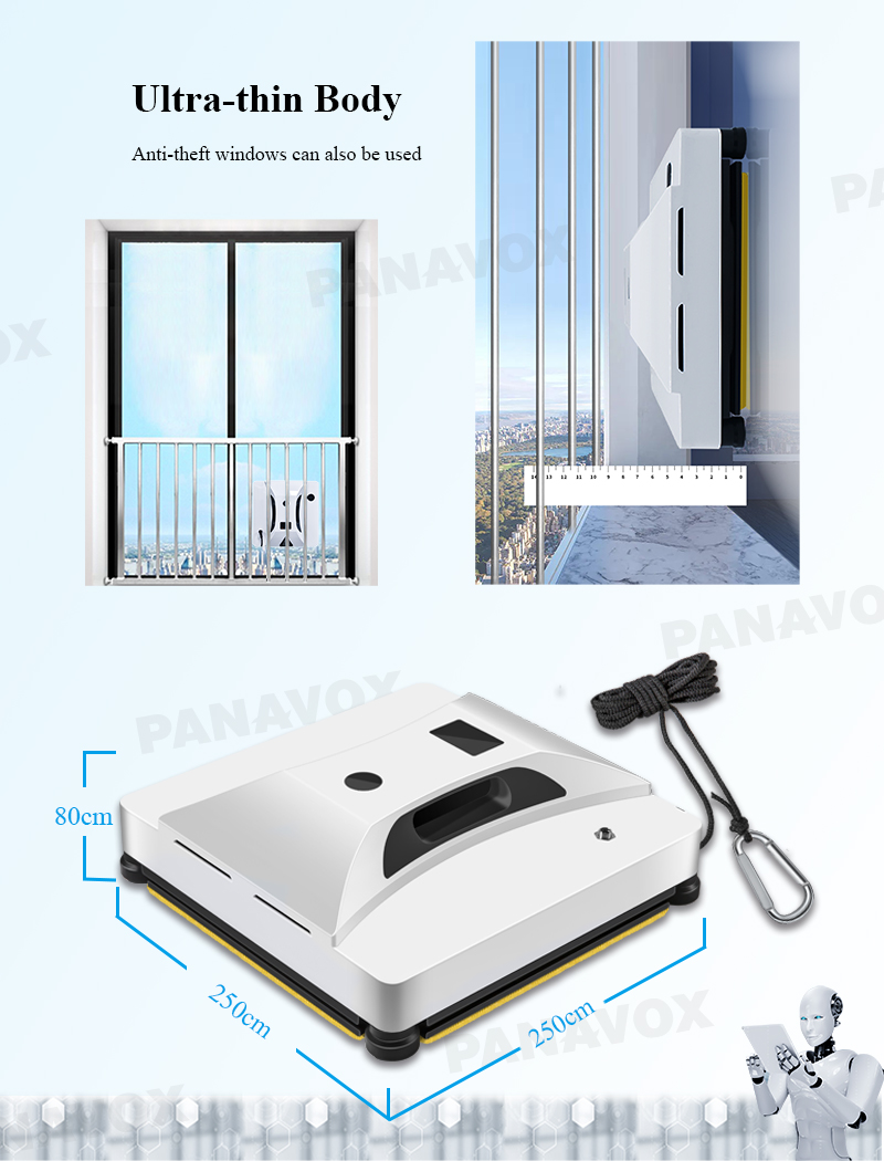80W Brush Motor Glass Electric Handle Window Vacuum Cleaner Robot for Tall Buildings