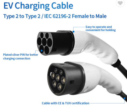 16.4ft Cable EV Charging Connector SAEJ1772 Ccs Combo 2 Connector Female Type