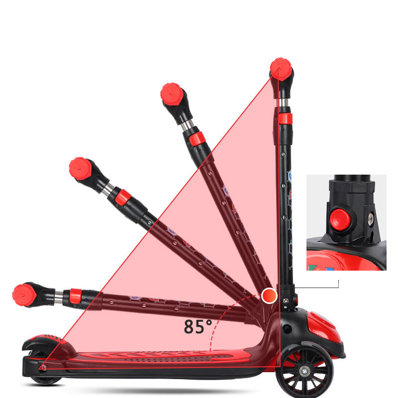 Unisex Kick Scooter for Kids 3 Wheel 4 Height Adjustable Pu Wheels Extra Wide Deck