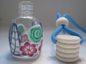 China 5ml car hanging perfume bottle with polymer clay designs. wholesale