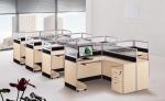 Commercial Office Furniture Partitions For Four People / Wood Computer Desks
